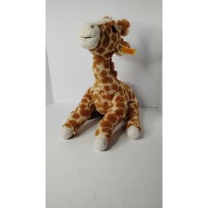 Steiff Giraffe Plush Stuffed Animal Yellow Brown Spots Sitting